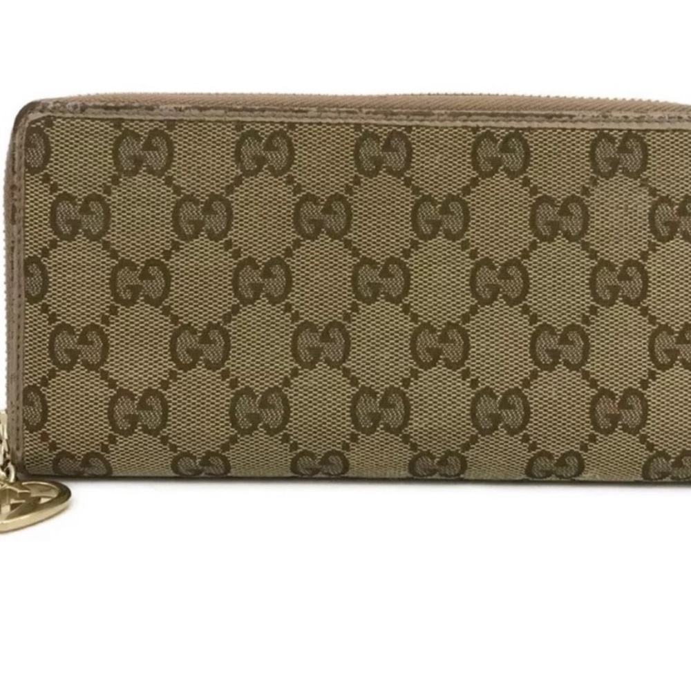GUCCI GG Logo Canvas Zip Around Long Wallet